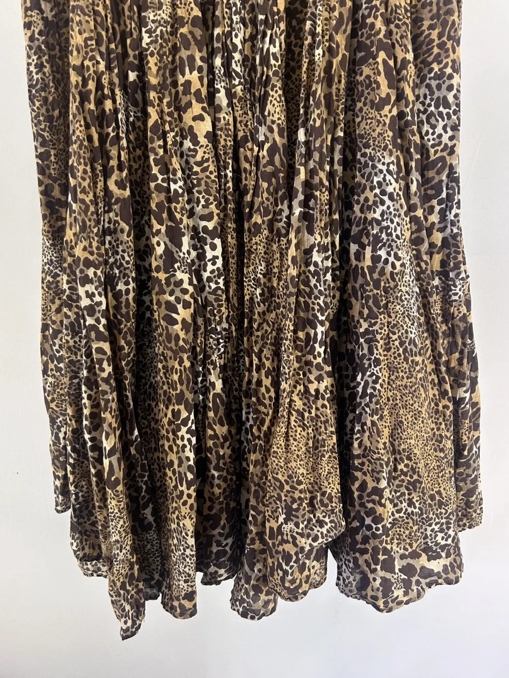 Y2K Grace Elements Leopard Animal Print Full Flowy Cotton Maxi Skirt XL